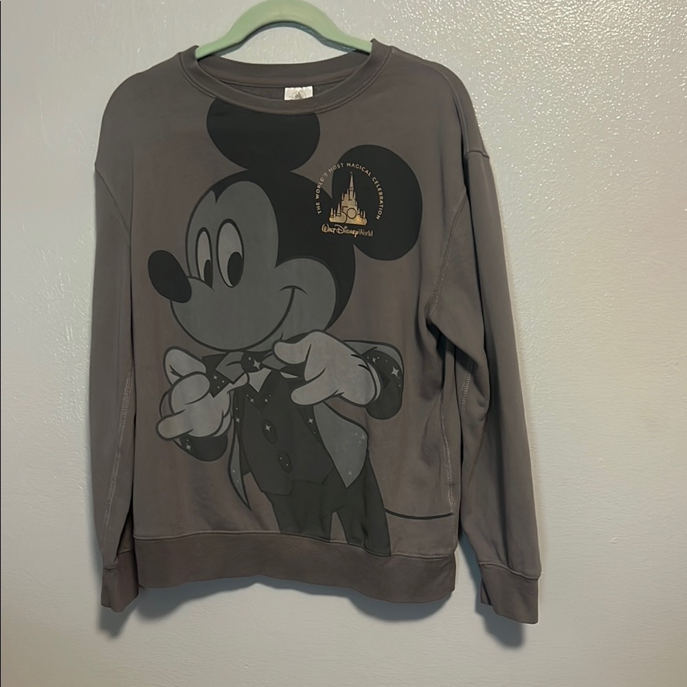 Disney World 50th Gray Crewneck Mickey Mouse Sweater Size Small